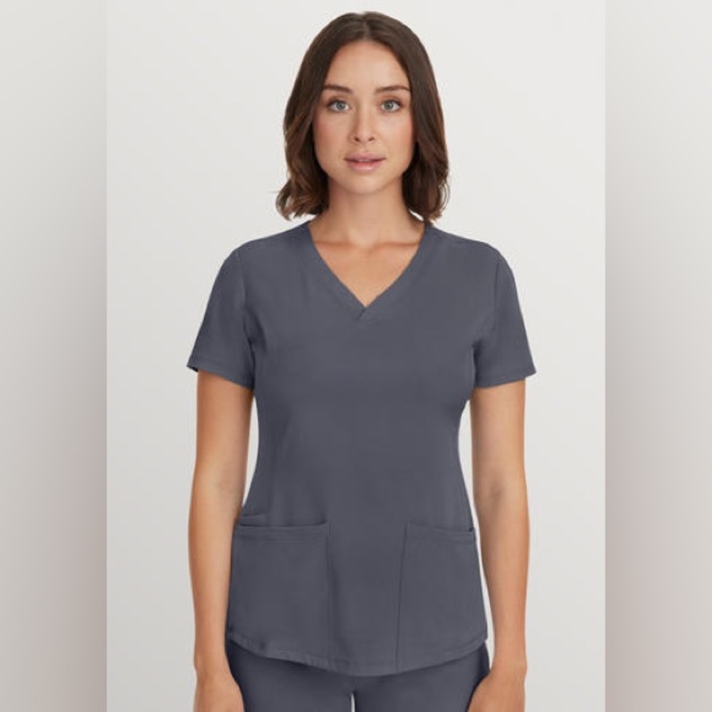 Womens Healing Hands HH Works Monica V Neck - Pewter Size Small